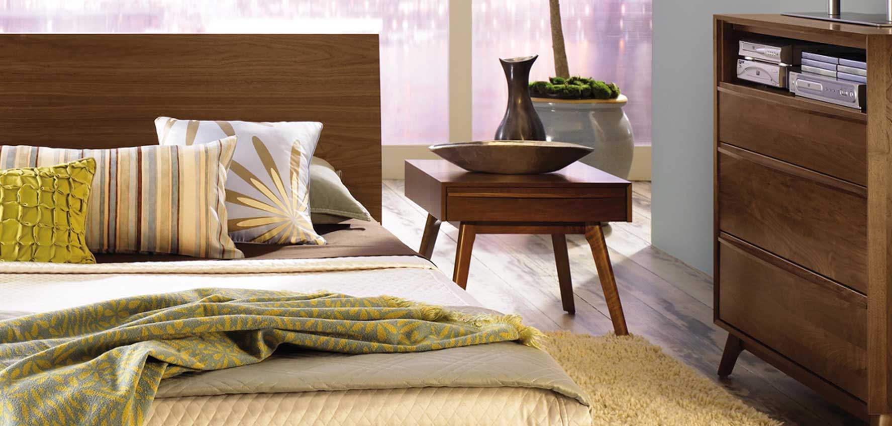 Mid Century Modern Nightstands Made in USA with Solid Wood Vermont