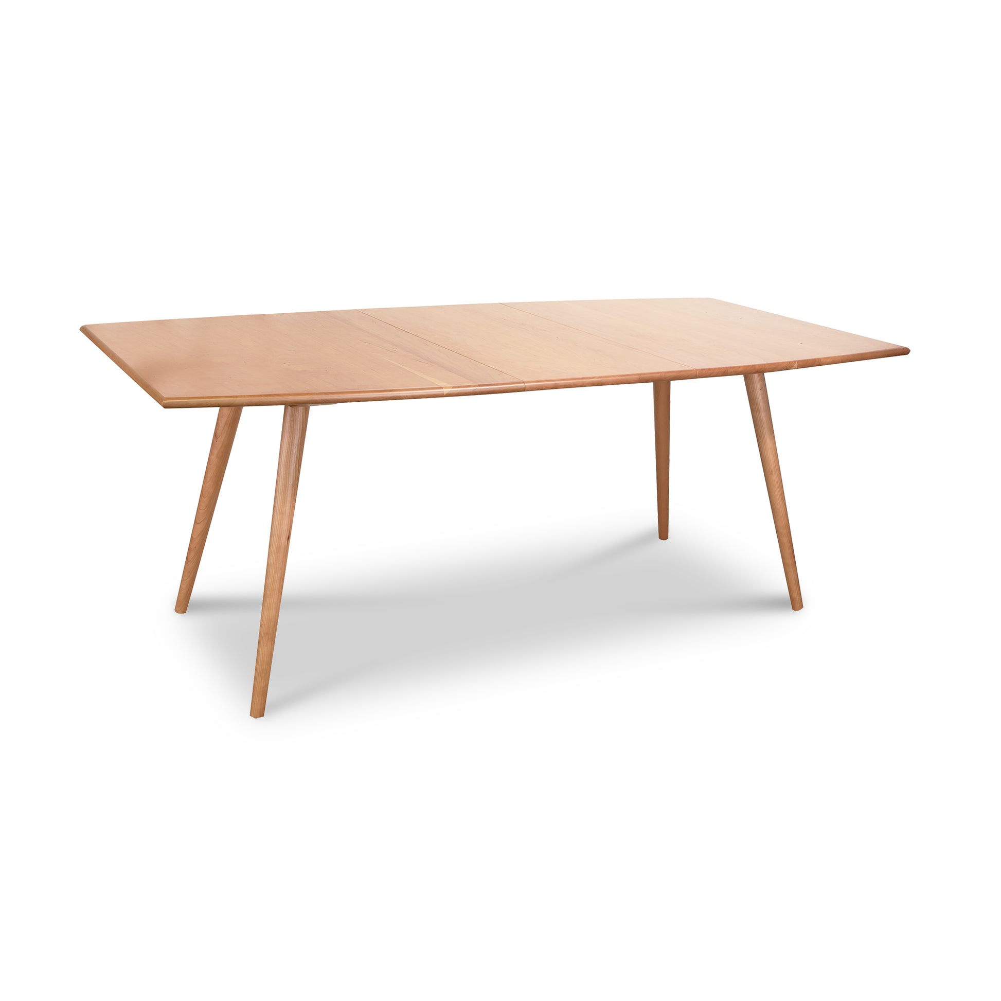 Addison Boat Top Extension Dining Table by Lyndon Furniture featuring a rectangular top, four tapered legs, and a mid-century modern white aesthetic.