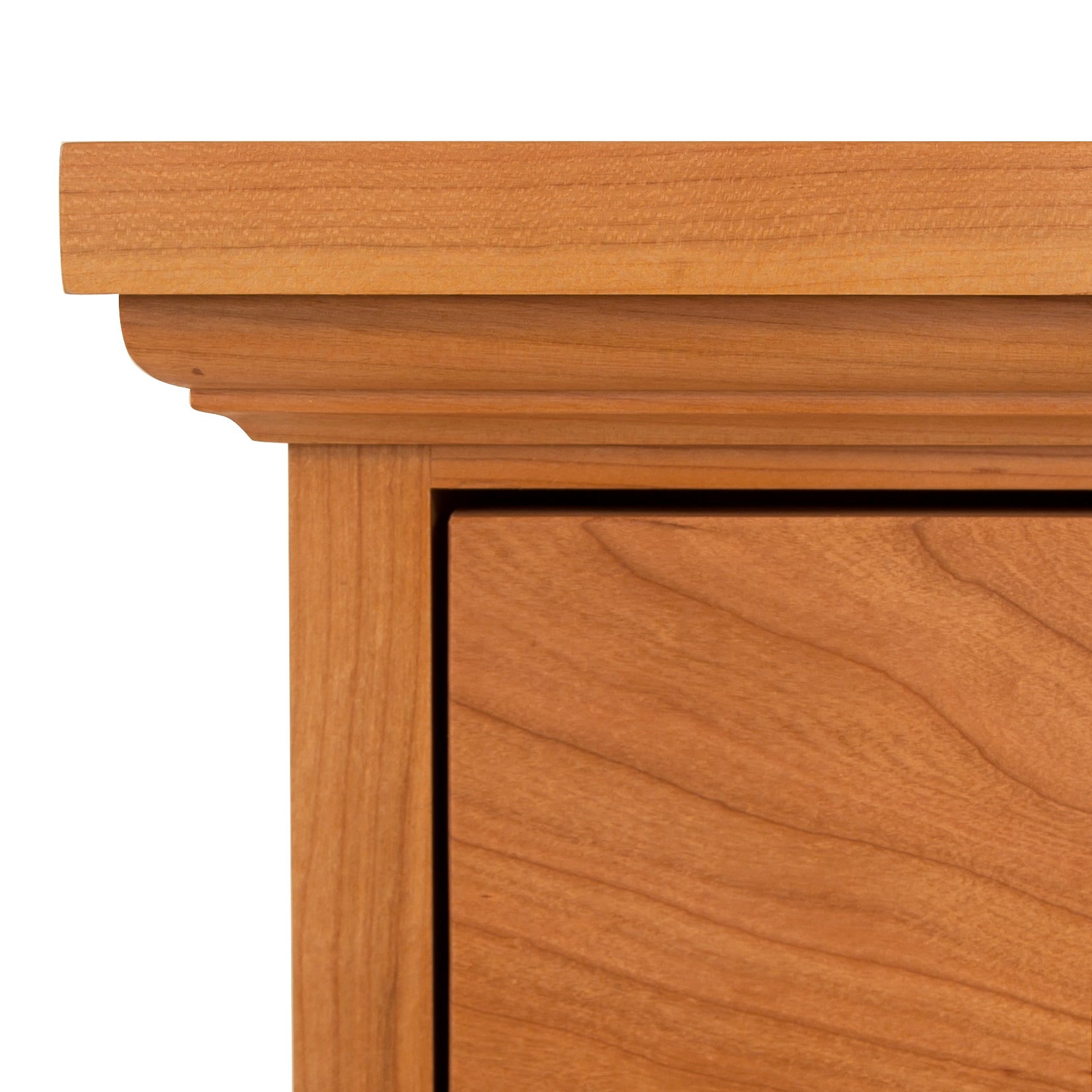 Lyndon Furniture nightstand showcasing the smooth finish and light brown grain of handcrafted solid wood.