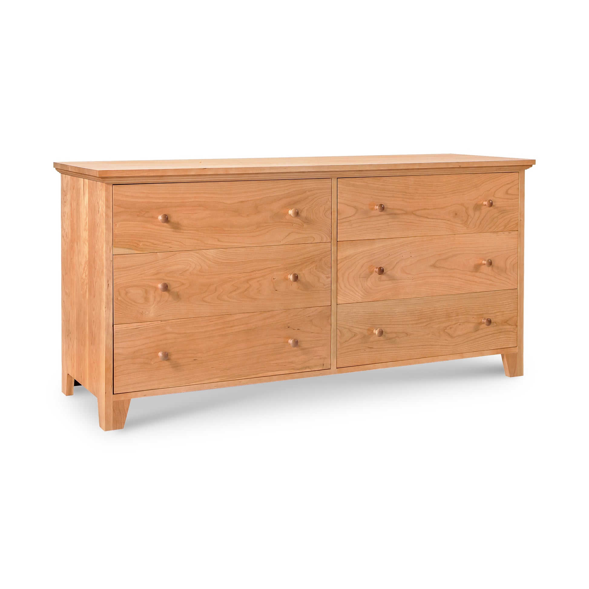 A Lyndon Furniture American Country 6-Drawer Dresser made of solid wood, displayed on a white background.