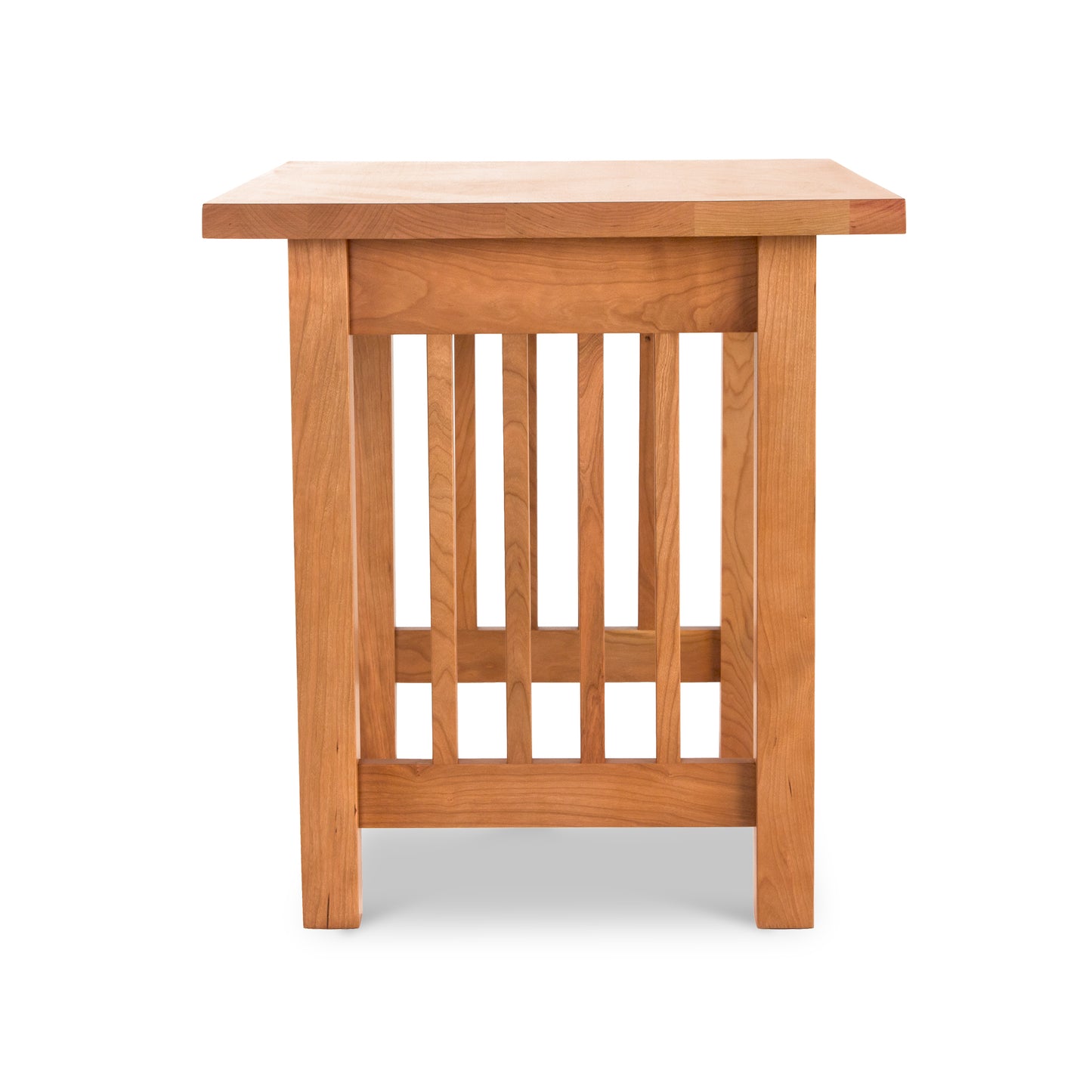 American Mission End Table by Lyndon Furniture, handcrafted from solid wood with slatted sides, showcasing its sturdy design and fine craftsmanship.