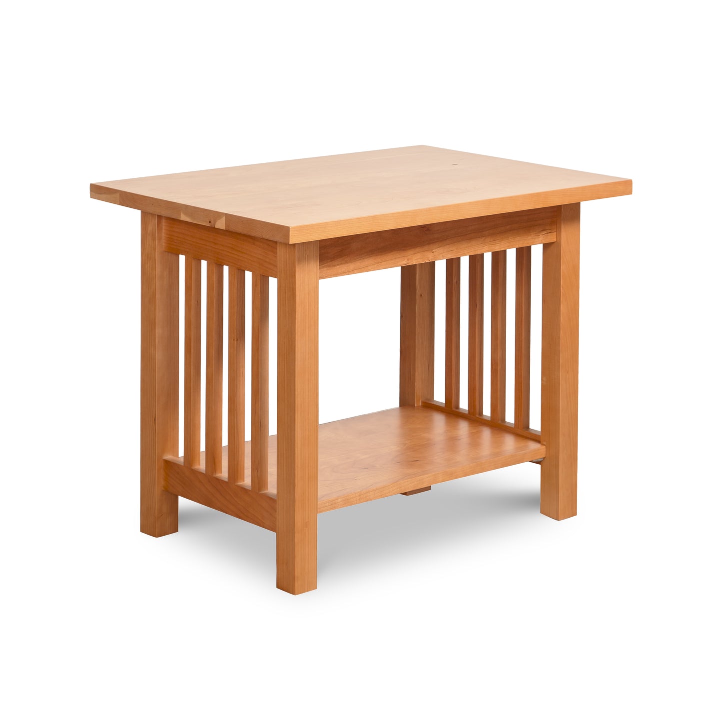 A small wooden American Mission End Table with Shelf - Clearance, handmade by Lyndon Furniture in Vermont.