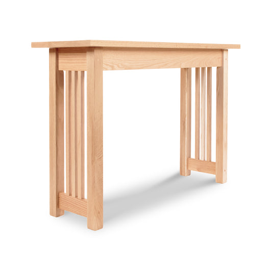 Lyndon Furniture American Mission Sofa Table with solid wood top and vertical slatted sides, handcrafted in the USA.