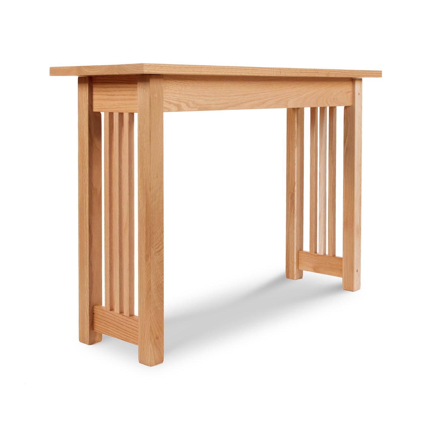 Lyndon Furniture American Mission Sofa Table with solid wood construction, rectangular top, and signature slatted legs.