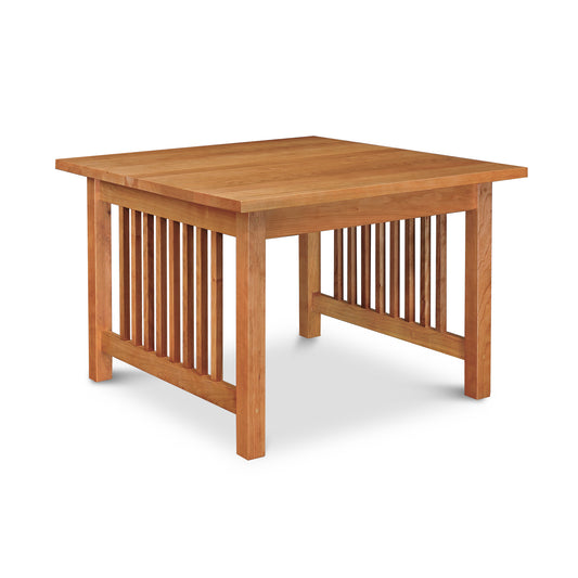 Lyndon Furniture American Mission Square Coffee Table with smooth top, slatted side panels, and solid hardwood craftsmanship.
