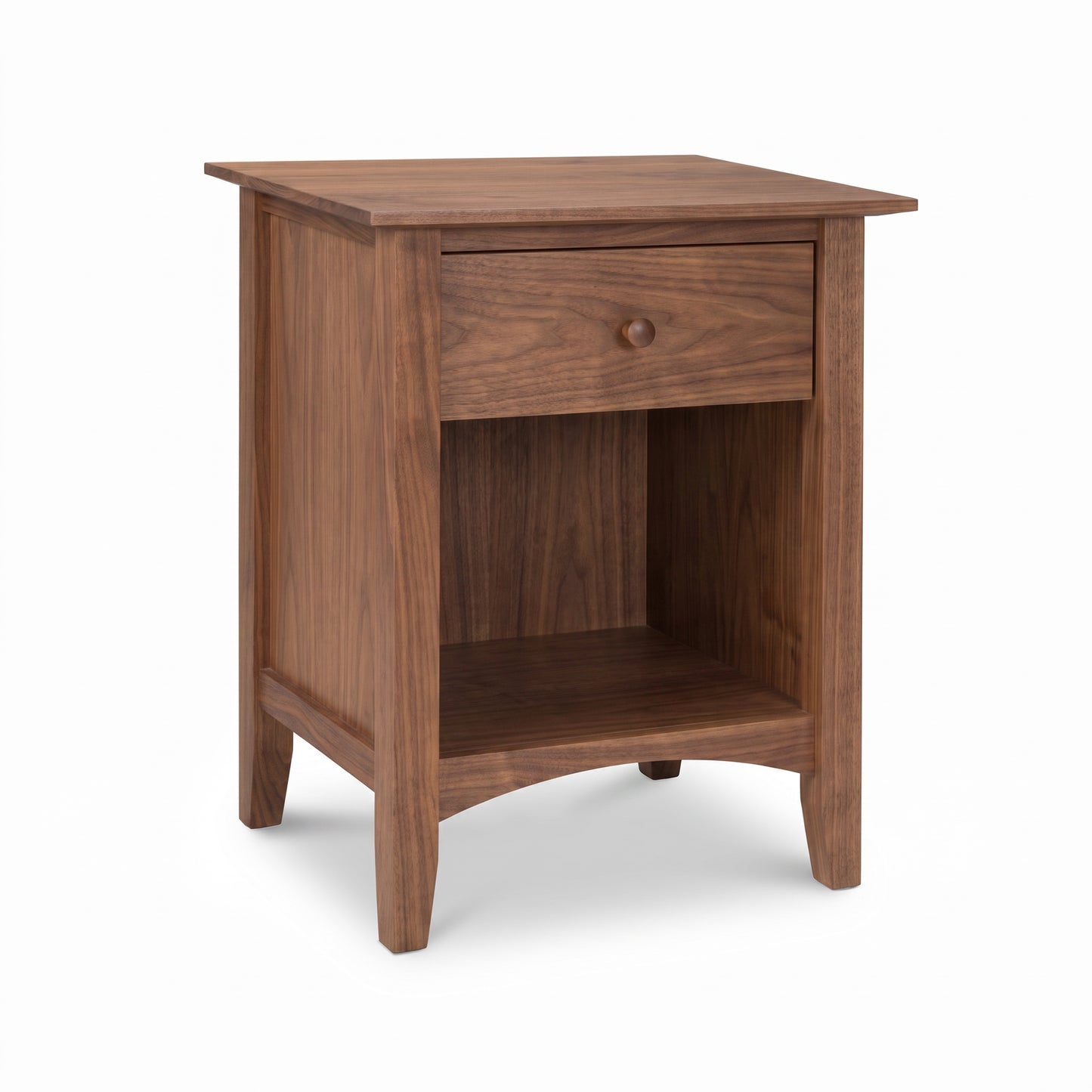 Maple Corner Woodworks American Shaker 1-Drawer Enclosed Shelf Nightstand showcasing quality craftsmanship and classic design.