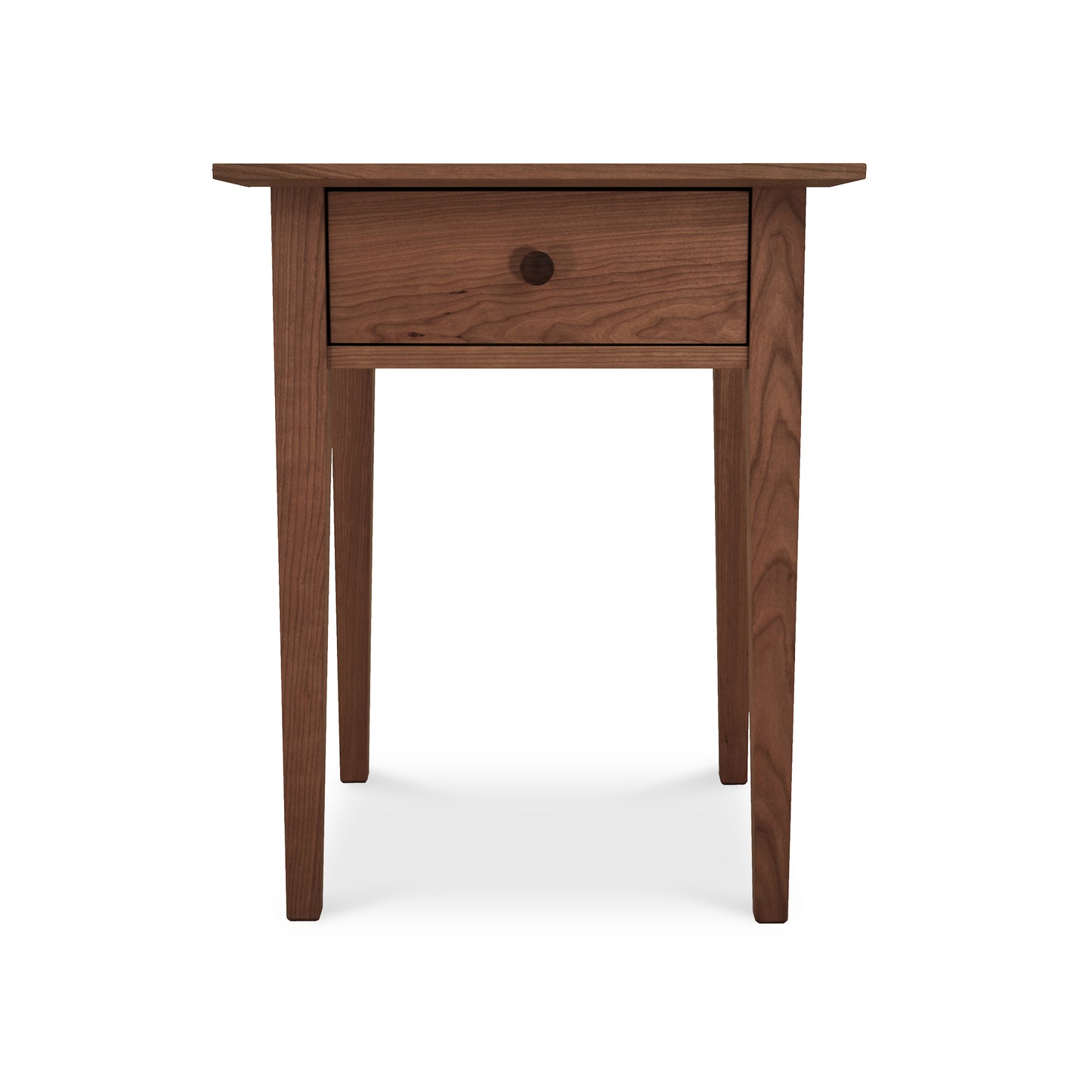 American Shaker 1-Drawer Nightstand by Maple Corner Woodworks, crafted from sustainably harvested hardwoods with a single drawer and elegantly tapered legs.