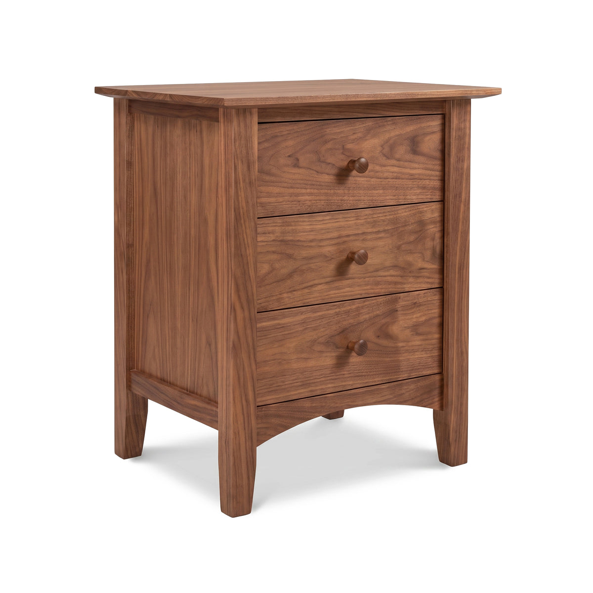 American Shaker 3-Drawer Nightstand by Maple Corner Woodworks, handcrafted in solid wood with classic Shaker design and fine Vermont craftsmanship.