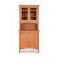 Solid hardwood construction hutch with upper shelving unit featuring two glass doors and a lower cabinet with two wooden doors, isolated on a white background. - American Shaker Small 38" China Cabinet from Maple Corner Woodworks