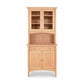 A Maple Corner Woodworks American Shaker Small 38" China Cabinet with a shelved upper cabinet with glass doors and a lower cabinet with solid doors, showcasing Vermont Craftsmanship, isolated on a white background.