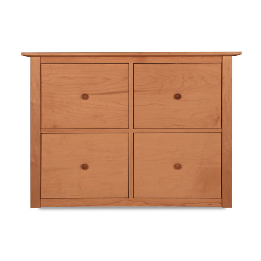 American Shaker 4-Drawer File Credenza by Maple Corner Woodworks, handcrafted from premium hardwood with simple round knobs and a light brown finish.
