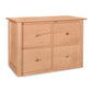 A wooden Maple Corner Woodworks American Shaker 4-Drawer File Credenza isolated on a white background.