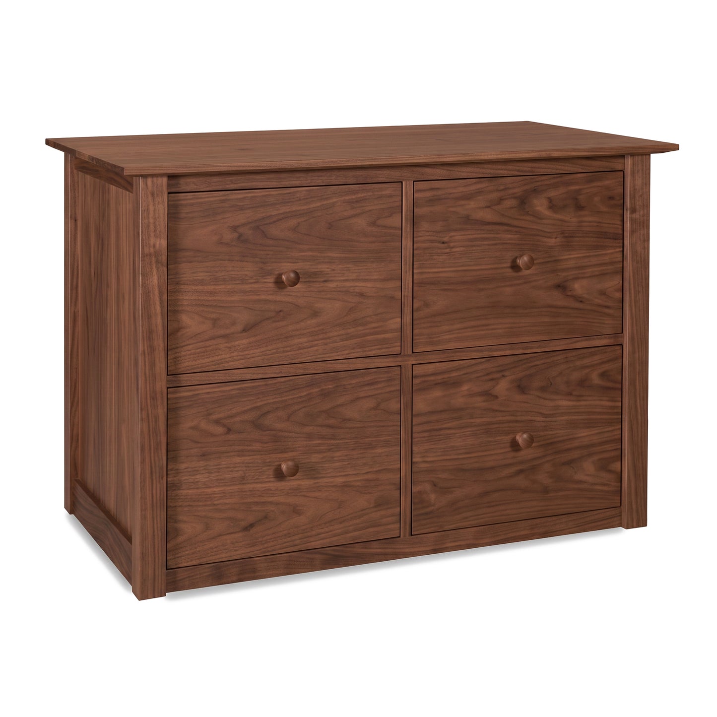 American Shaker 4-Drawer File Credenza by Maple Corner Woodworks, showcasing four spacious drawers and a beautiful natural wood grain finish.