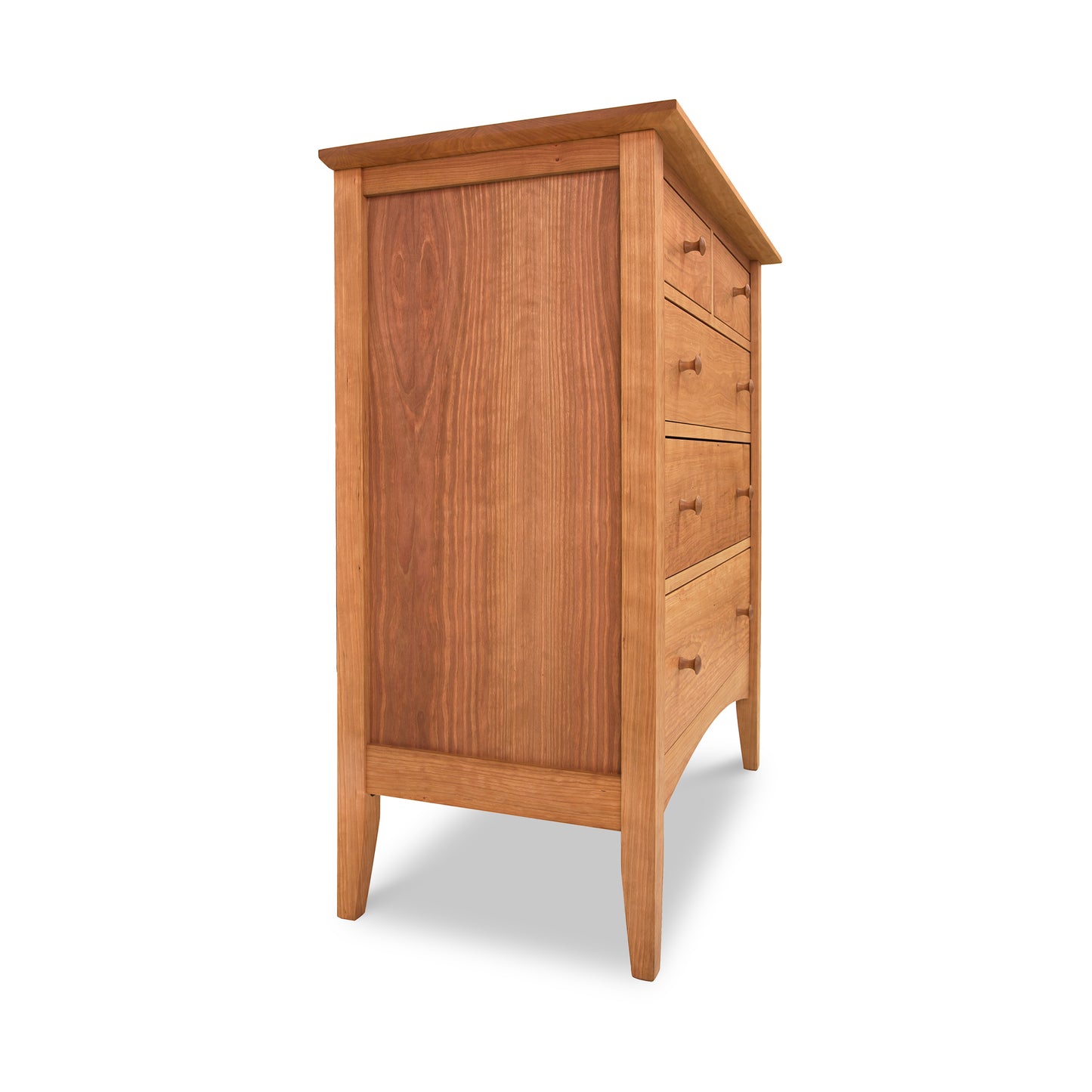 American Shaker 5-Drawer Chest from Maple Corner Woodworks with three drawers on the right side, standing against a white background.
