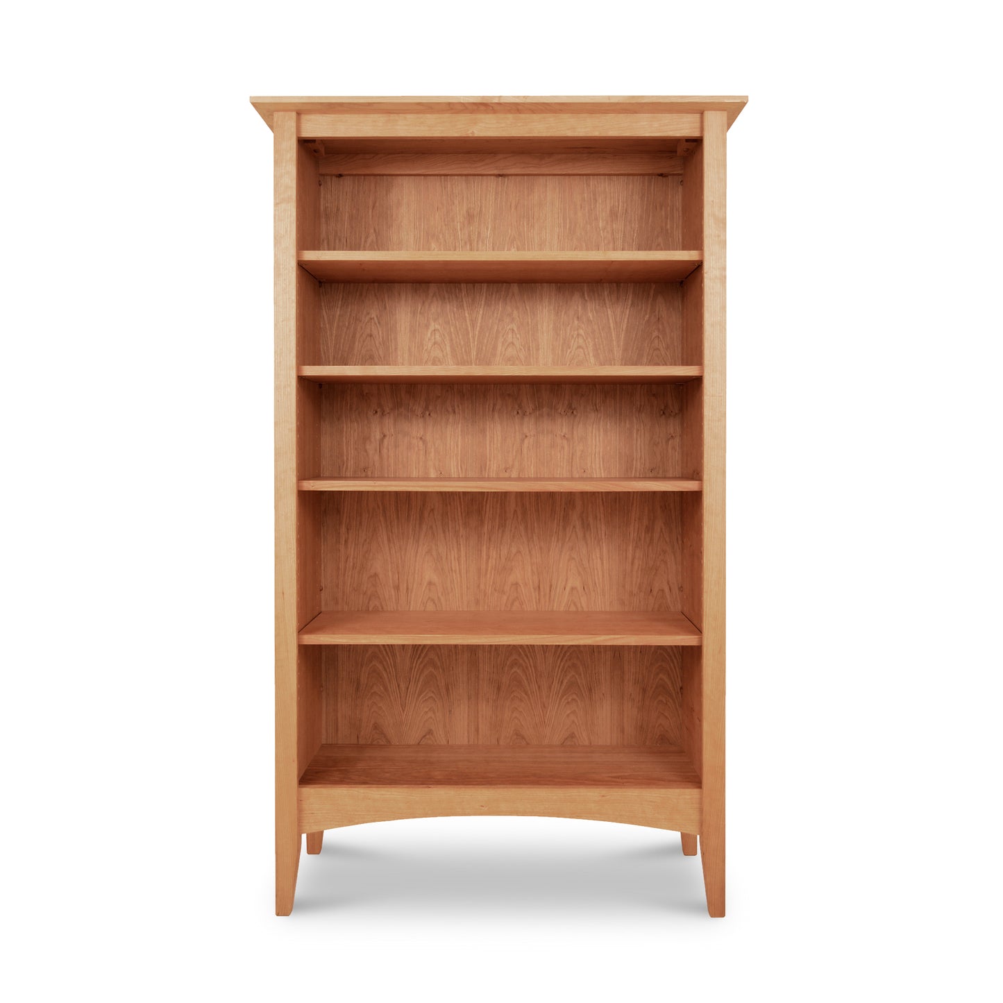 American Shaker Bookcase by Maple Corner Woodworks with five empty shelves, crafted from sustainably harvested materials in classic Shaker style.
