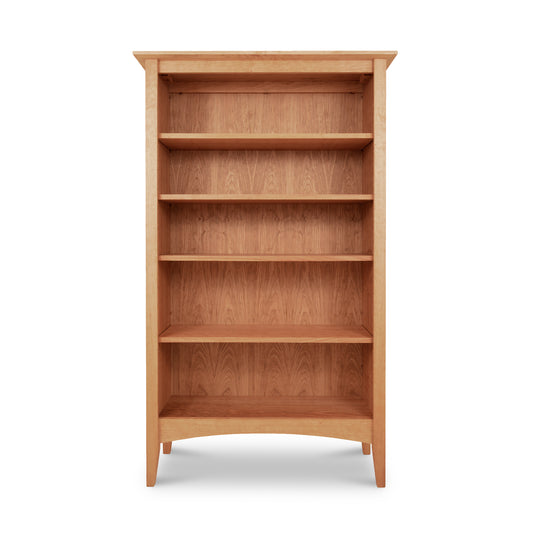 American Shaker Bookcase by Maple Corner Woodworks with five empty shelves, crafted from sustainably harvested materials in classic Shaker style.