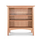 Maple Corner Woodworks American Shaker Bookcase made of sustainably harvested hardwoods from Vermont, with two shelves, isolated on a white background.