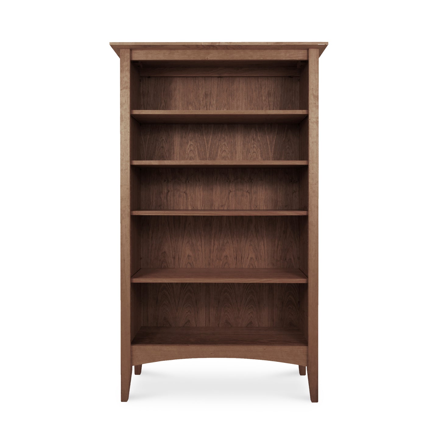 American Shaker Bookcase by Maple Corner Woodworks with five shelves, crafted from sustainably harvested hardwoods.
