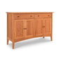 Maple Corner Woodworks American Shaker Large Sideboard with solid hardwood construction, featuring two drawers and three doors on a white background.