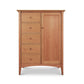 A American Shaker Sweater Chest with seven drawers on the left side and a single cabinet door on the right, showcasing Maple Corner Woodworks craftsmanship, set against a white background.