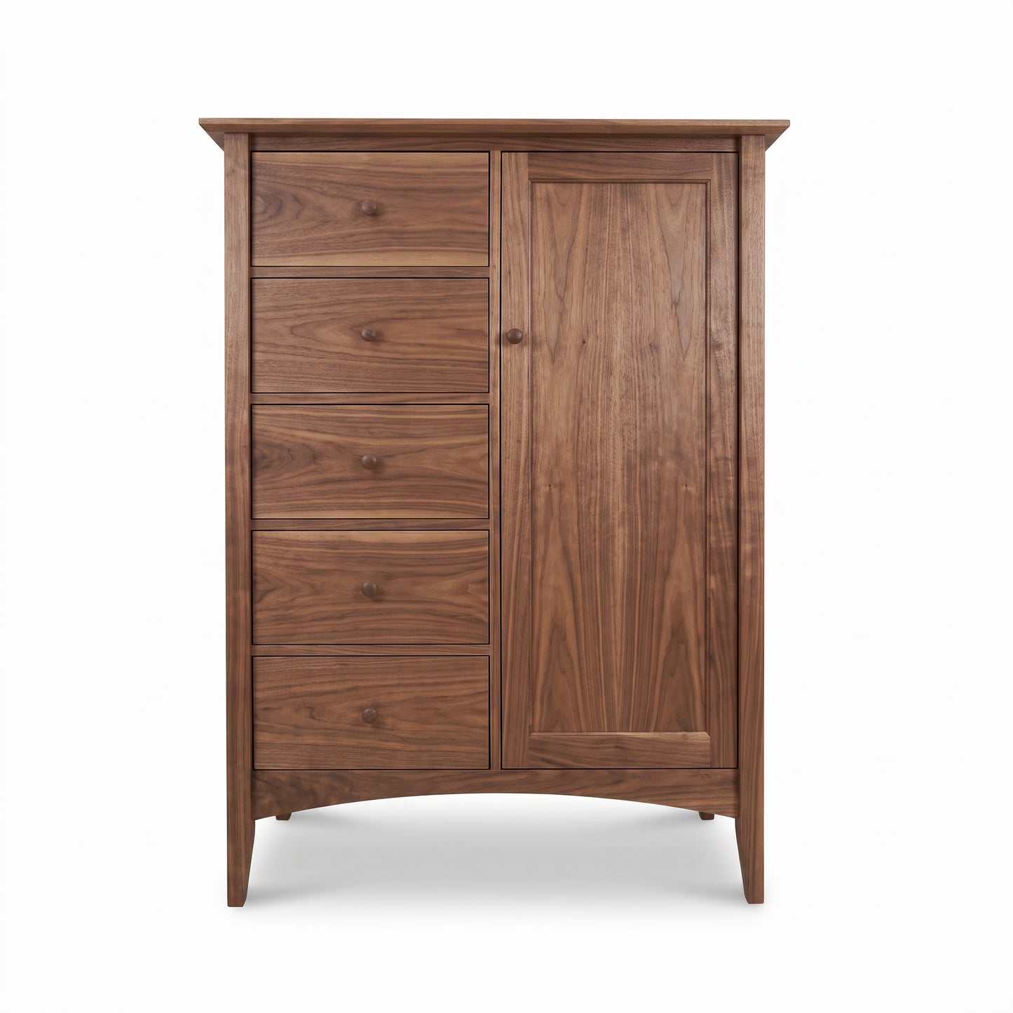 American Shaker Sweater Chest by Maple Corner Woodworks with 5 drawers, vertical door, and solid Vermont hardwood craftsmanship.