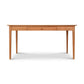 Maple Corner Woodworks' American Shaker Writing Desk, sustainably harvested hardwood table with a single centered drawer, standing on four straight legs, isolated on a white background.