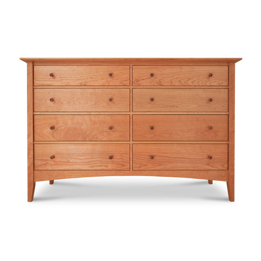 American Shaker 8-Drawer Dresser by Maple Corner Woodworks, crafted from solid wood with round knobs, showcasing exquisite Vermont craftsmanship.