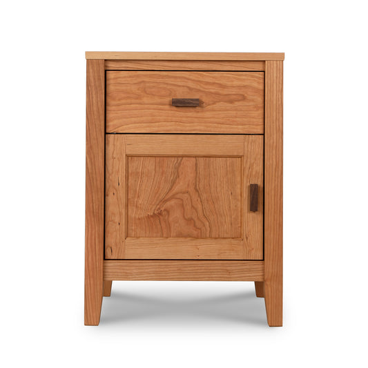 Andover Modern 1-Drawer Nightstand by Maple Corner Woodworks showcasing a sleek wooden design with a top drawer and lower cupboard door, crafted from sustainably sourced hardwoods.