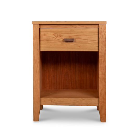 Andover Modern 1-Drawer Enclosed Shelf Nightstand by Maple Corner Woodworks, crafted with eco-friendly hardwood, featuring a single drawer and enclosed shelf. Showcases exquisite Vermont craftsmanship.