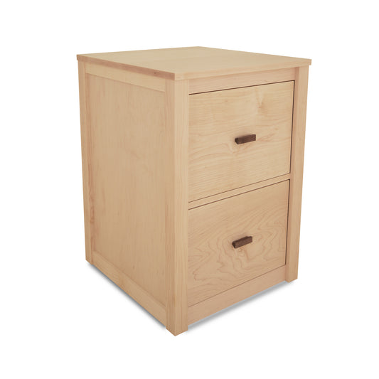 Andover Modern File Cabinet by Maple Corner Woodworks with two spacious drawers and sleek metal handles, crafted in solid wood for home office storage.