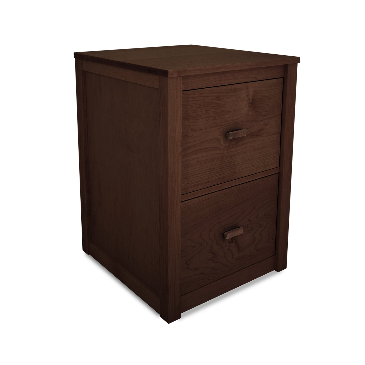 Andover Modern File Cabinet by Maple Corner Woodworks, crafted from solid wood with a dark brown finish, showcasing sleek lines and contemporary design.