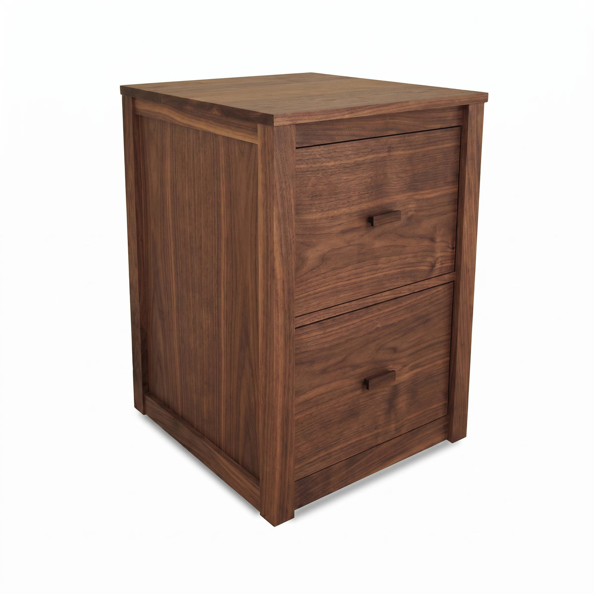 Andover Modern File Cabinet by Maple Corner Woodworks with two drawers and sleek handles, crafted in the USA from solid wood.