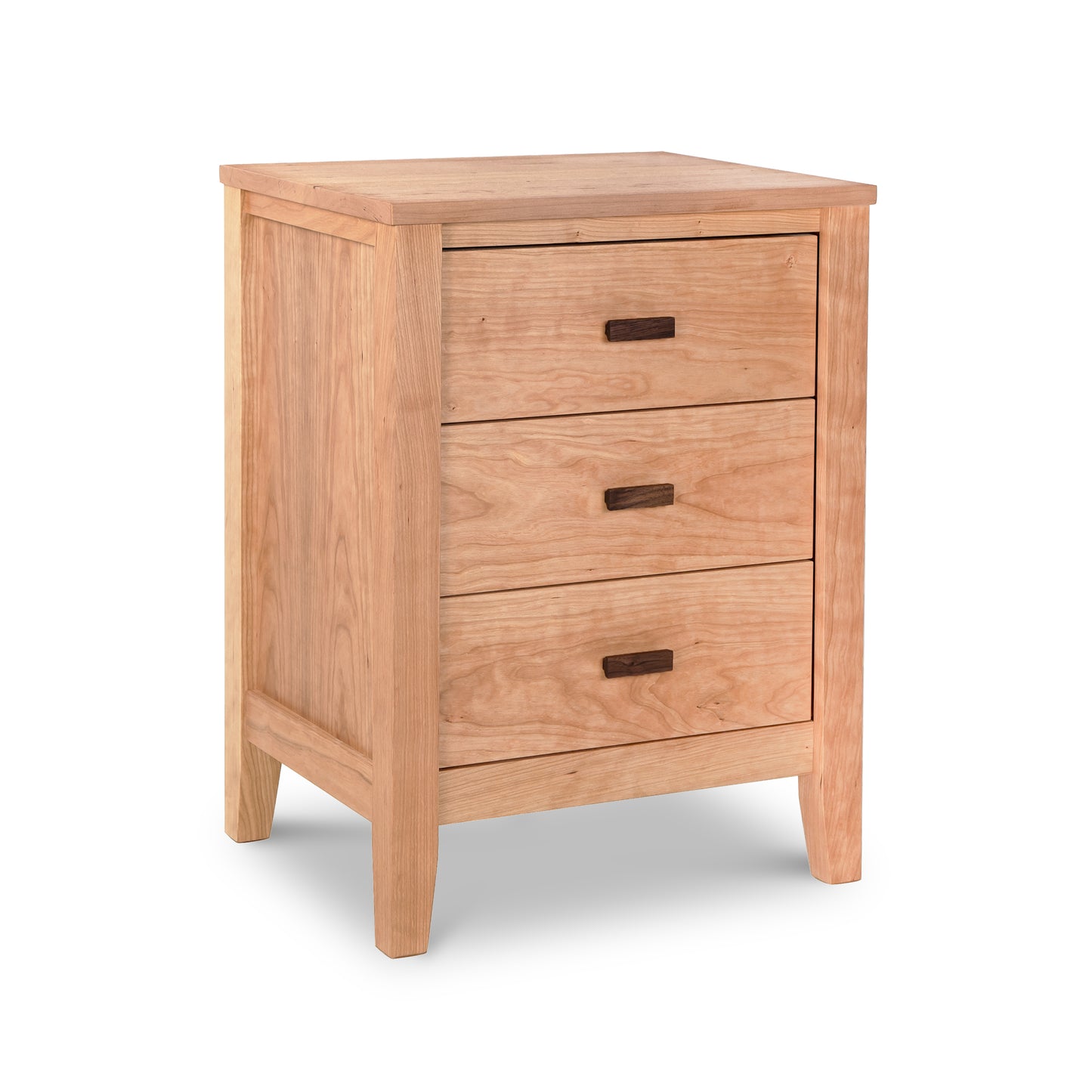 Andover Modern 3-Drawer Nightstand featuring eco-friendly Vermont craftsmanship, sleek design, and three practical drawers with rectangular handles by Maple Corner Woodworks.