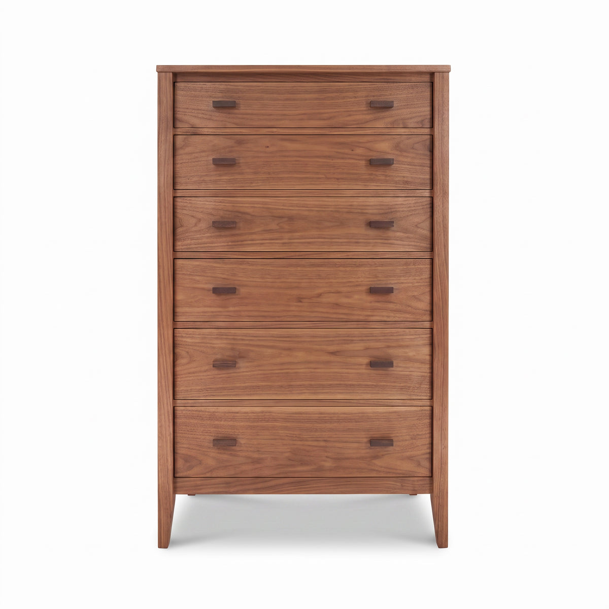 Andover Modern 6-Drawer Chest by Maple Corner Woodworks, American made solid wood dresser with visible grain and sleek modern design.