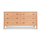 Andover Modern 6-Drawer Dresser crafted from natural cherry, featuring a simple, modern design with rectangular handles. The Maple Corner Woodworks dresser is set against a plain white background, highlighting its light wood finish.