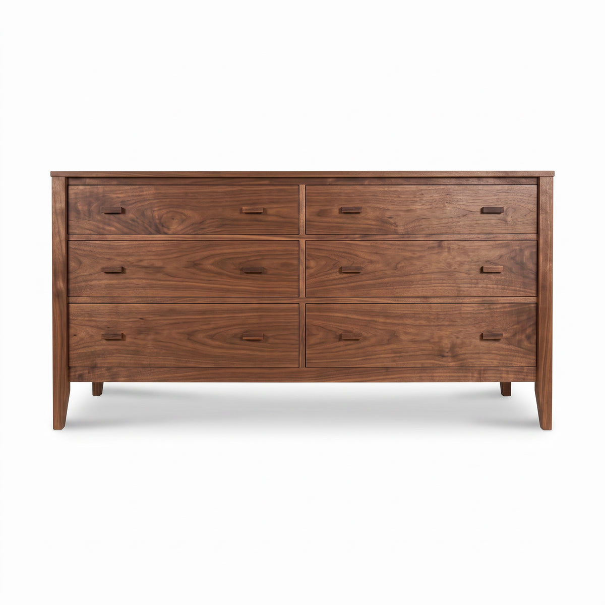 Andover Modern 6-Drawer Dresser by Maple Corner Woodworks with minimalist handles, crafted in solid wood, American made quality.