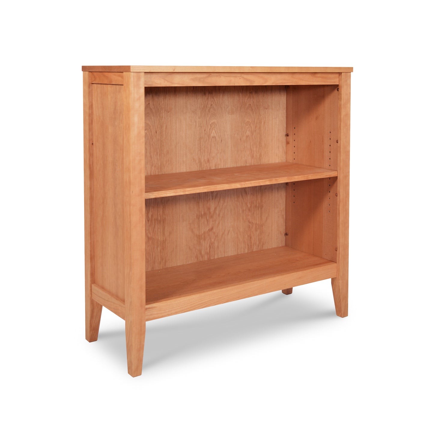 Andover Modern Bookcase by Maple Corner Woodworks, with two adjustable shelves, isolated on a white background.