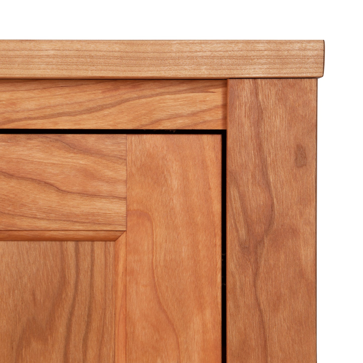 Andover Modern 64" TV Stand by Maple Corner Woodworks showcasing its natural finish and refined Vermont craftsmanship with detailed wood grain and precise corner joints.