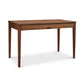 A Maple Corner Woodworks Andover Modern Writing Desk, made of natural cherry solid wood and featuring a single centered drawer, set against a white background.