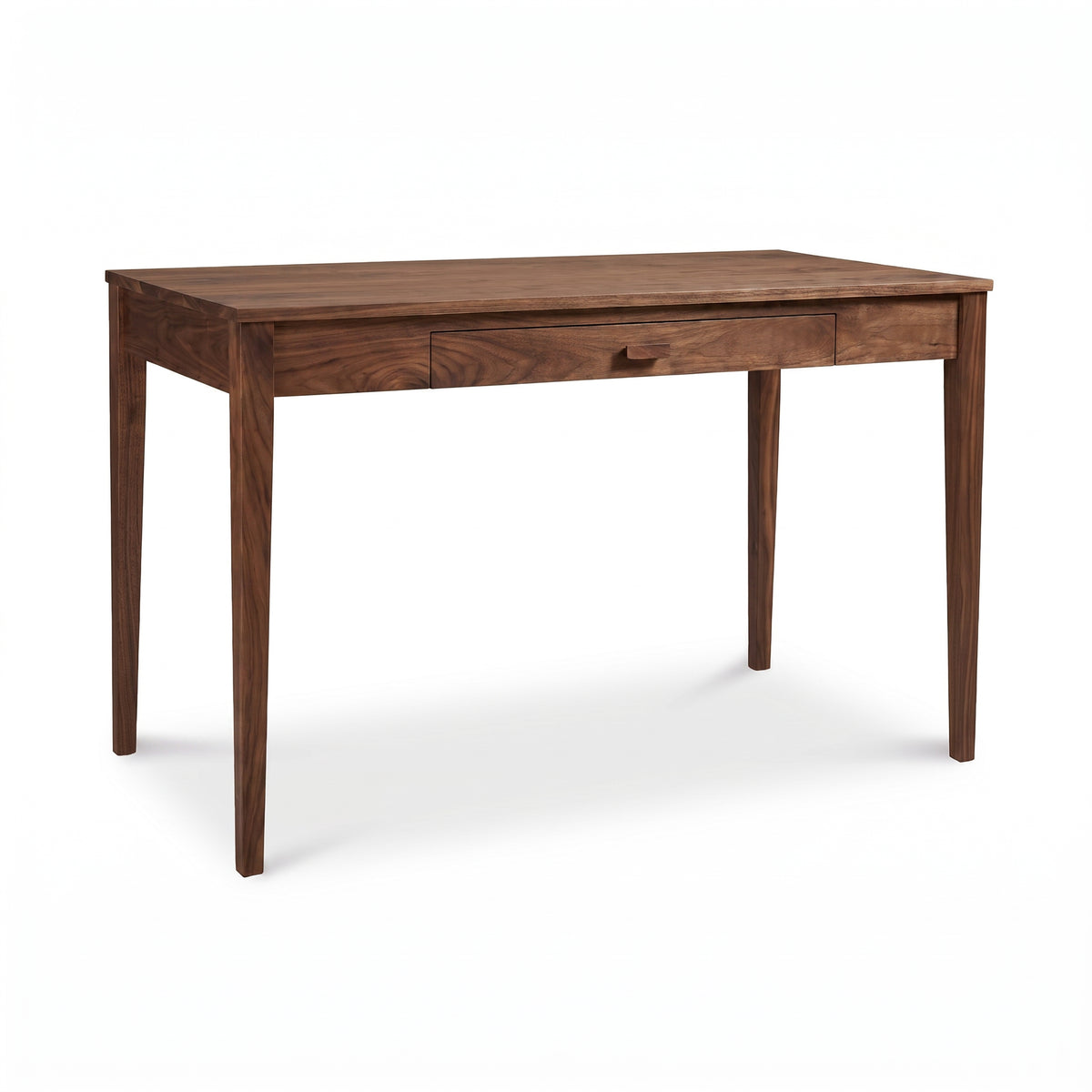 Andover Modern Writing Desk by Maple Corner Woodworks, featuring a central drawer and slender legs, crafted from solid wood.