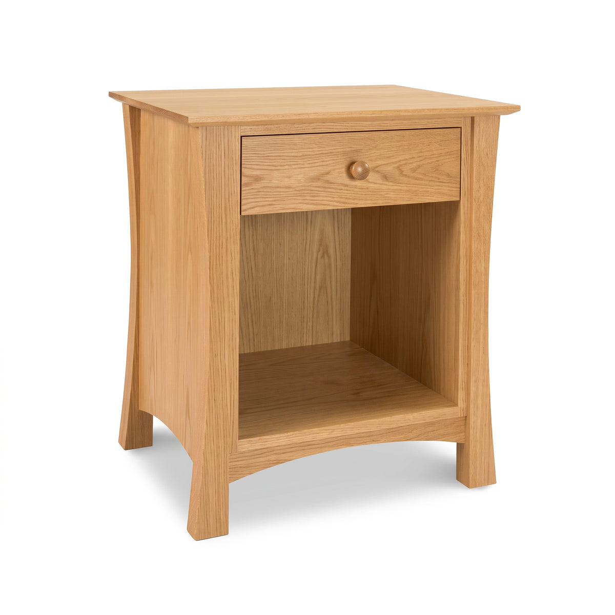 Handcrafted Lyndon Furniture Andrews 1-Drawer Nightstand in cherry, featuring enclosed shelf and sleek American-made design.