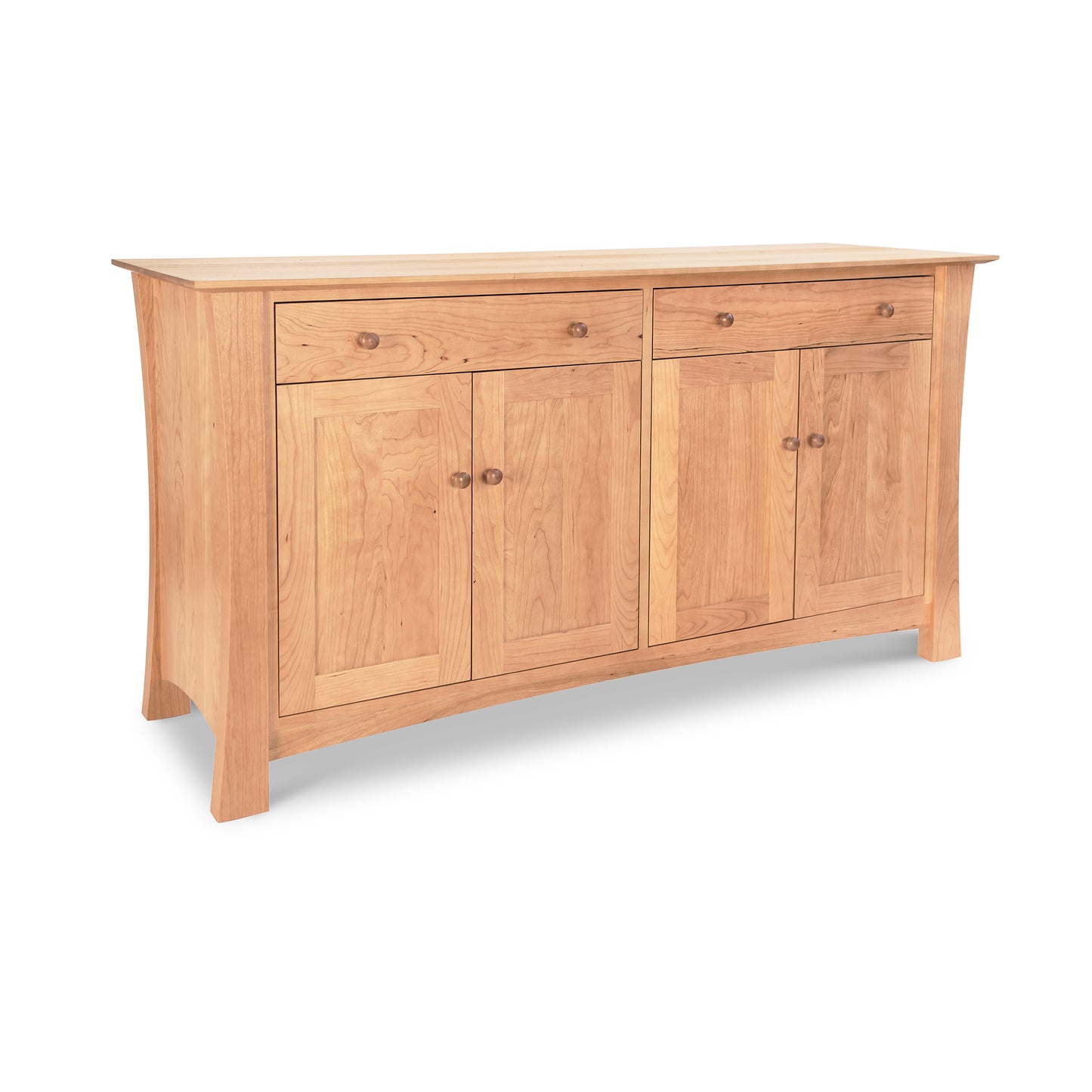 Andrews Buffet by Lyndon Furniture in natural cherry wood, showcasing two drawers and four doors in a sleek, modern design.