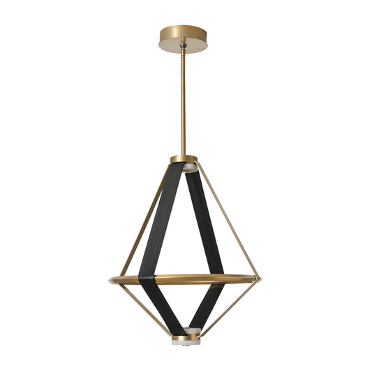 Aspen Large LED Lantern by Hubbardton Forge with a striking gold and black geometric frame, handcrafted for modern American interiors.
