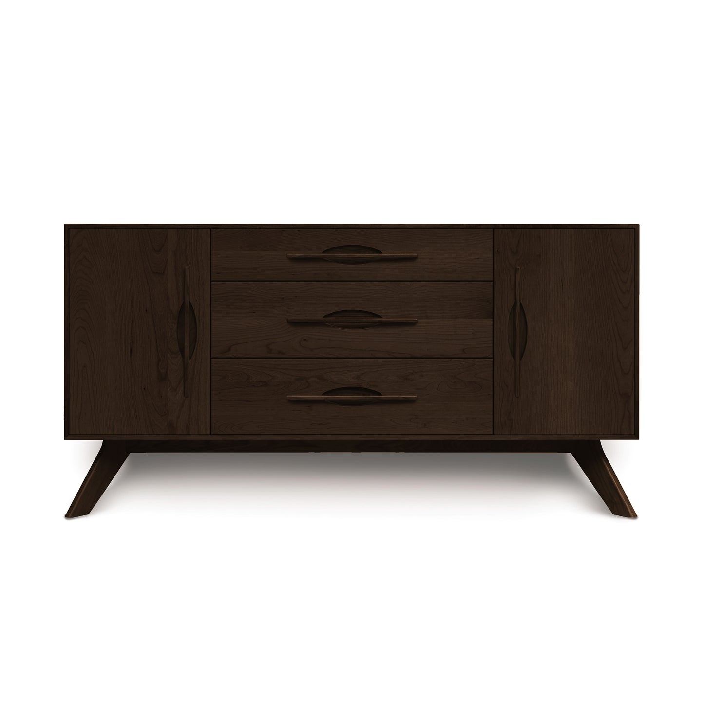 Audrey 2-Door 3-Drawer Buffet by Copeland Furniture crafted from hardwood with side cabinets and drawers, set on signature angled legs.
