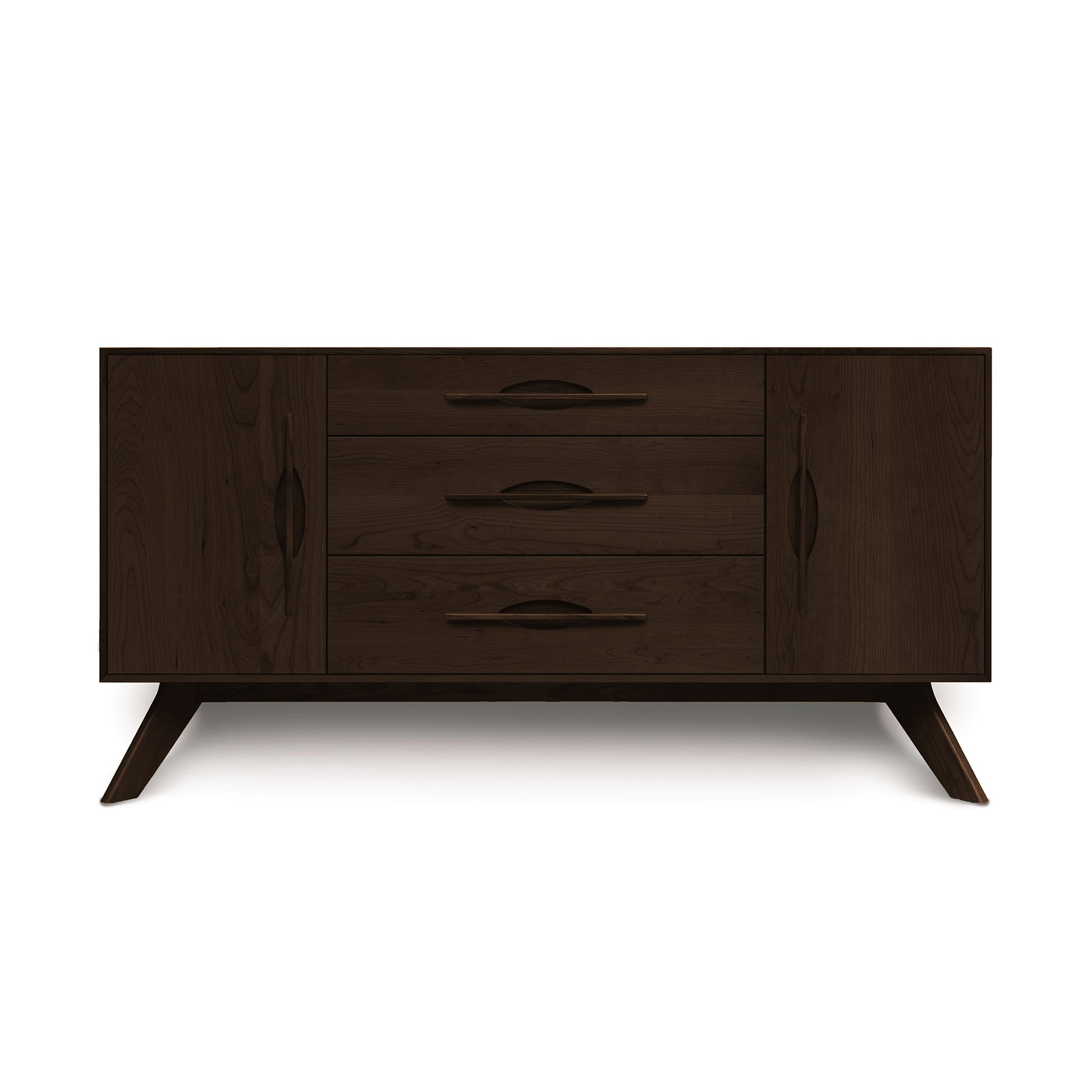 Audrey 2-Door 3-Drawer Buffet by Copeland Furniture crafted from hardwood with side cabinets and drawers, set on signature angled legs.