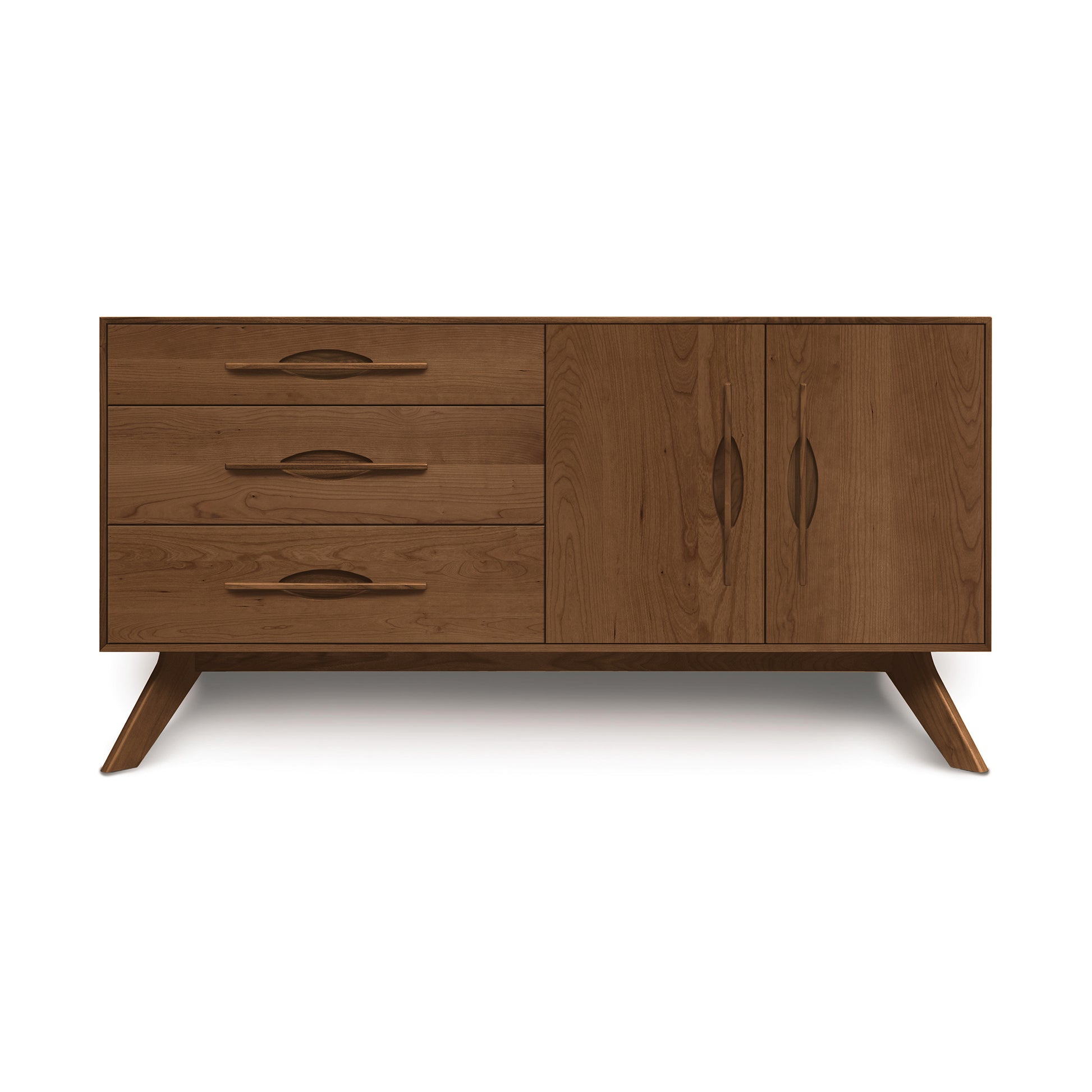 Copeland Furniture Audrey 2-Door 3-Drawer Buffet, featuring angled legs and crafted from American hardwoods, showcases fine Vermont craftsmanship.