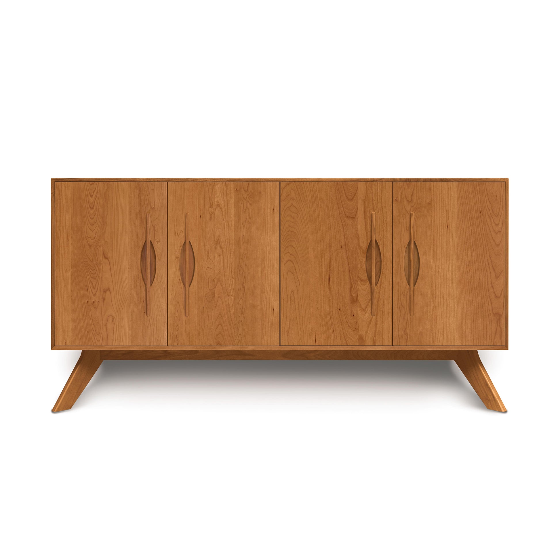 Copeland Furniture Audrey 4-Door Buffet with angled legs and oval handles, handcrafted from solid wood in Vermont.