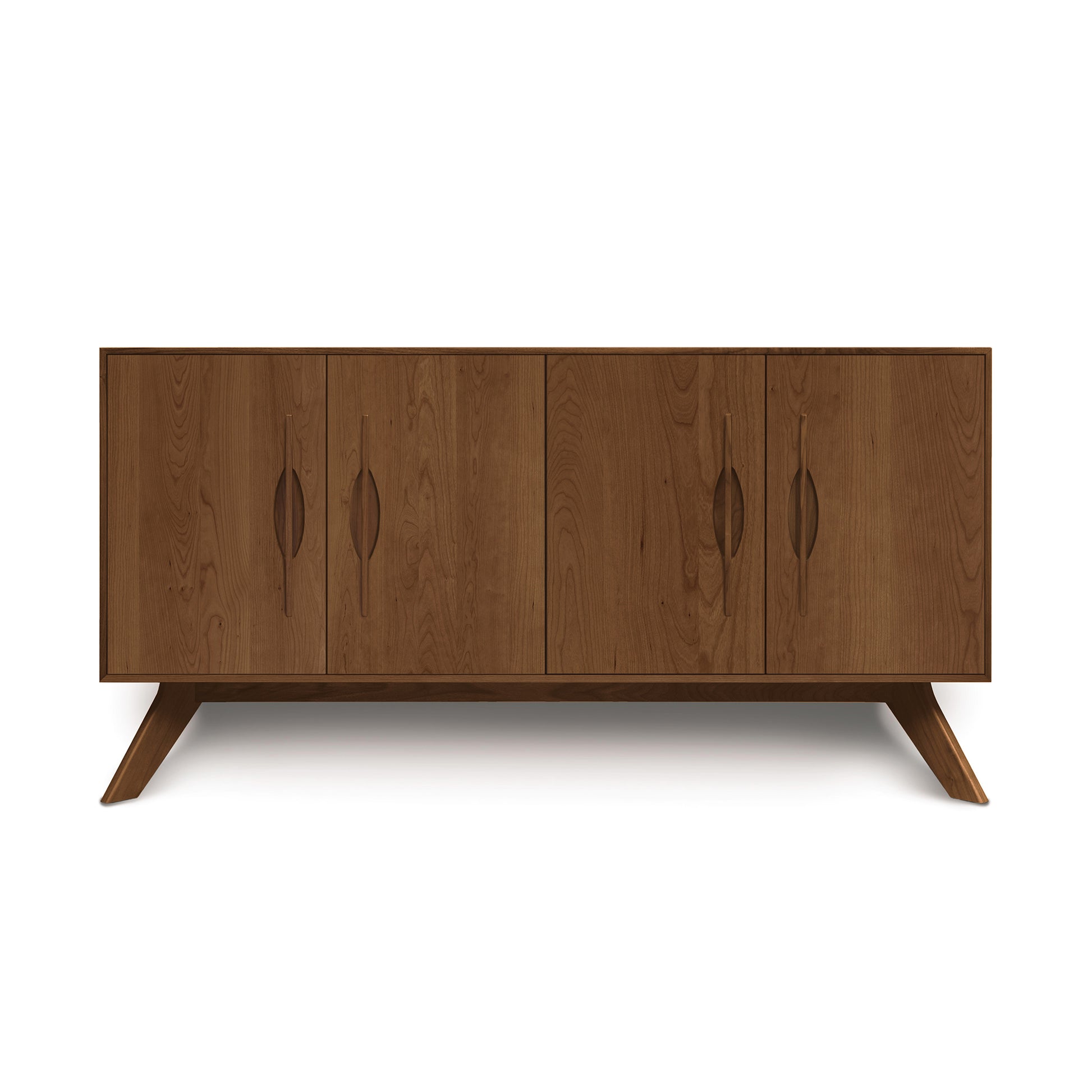 A solid wood Copeland Furniture Audrey 4-Door Buffet with angled legs on a white background.