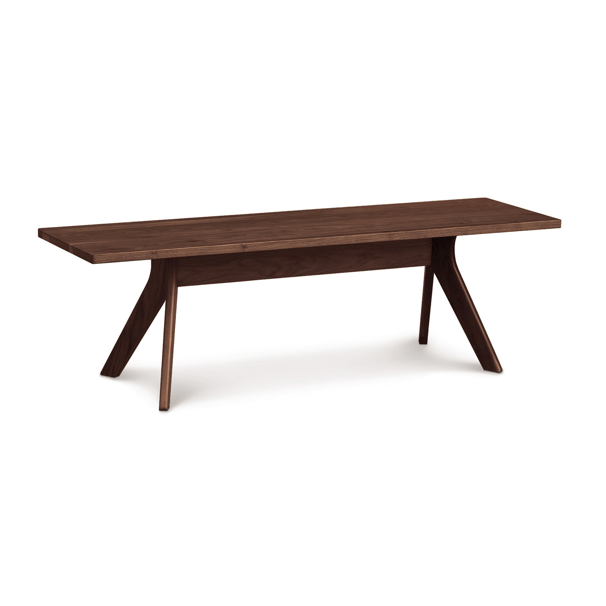 Audrey Dining Bench by Copeland Furniture, made of solid cherry with angular lines and splayed legs, expertly crafted in Vermont.