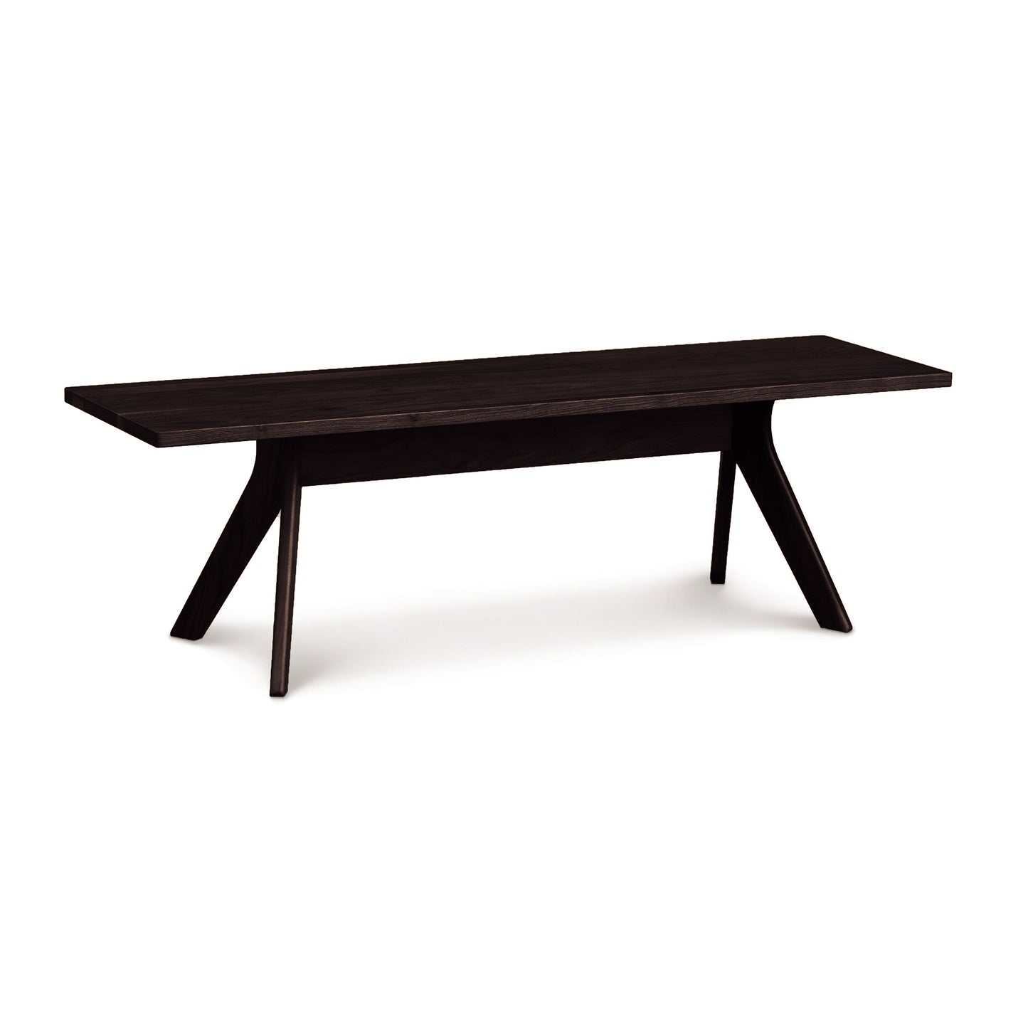 Audrey Dining Bench by Copeland, handmade in Vermont from solid cherry with angled legs and a sleek rectangular seat.
